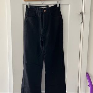 ZARA straight fit super high rise full length black jeans
